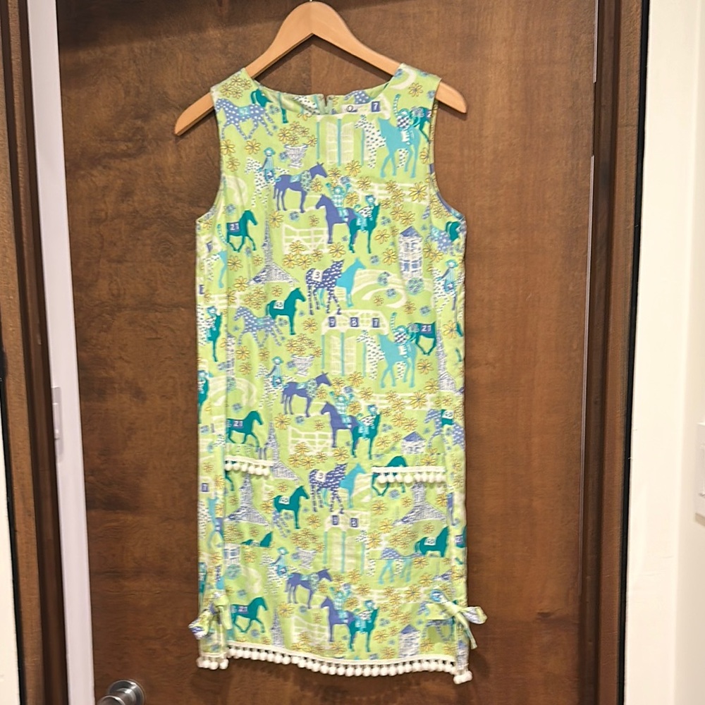 Lily Pulitzer Colorful Sleeveless Dress with Horse Print, Size 8